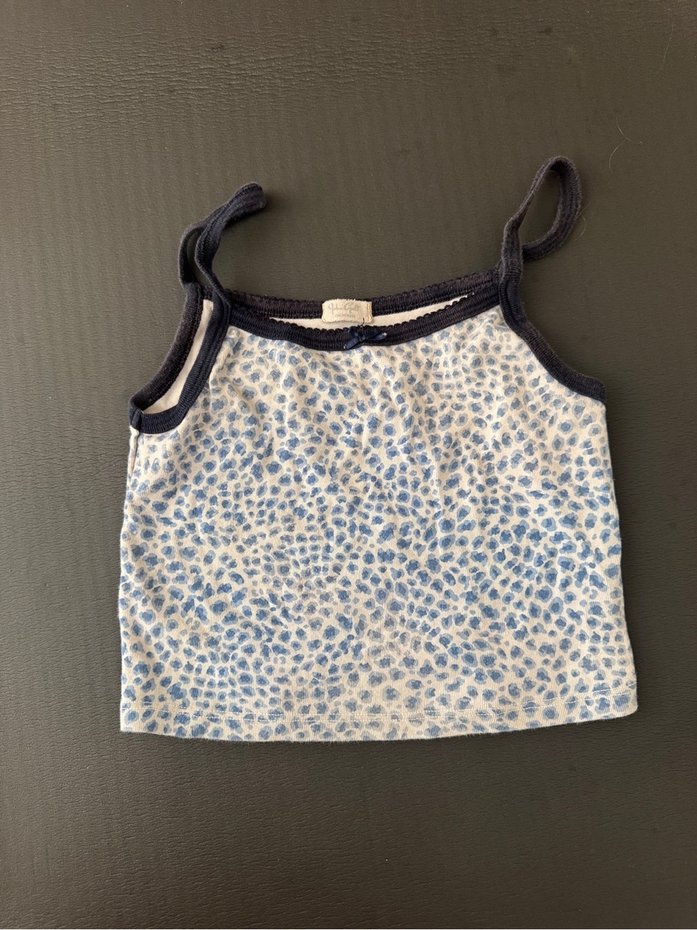 Brandy Melville Blue Leopard Print Tank with Navy Trim